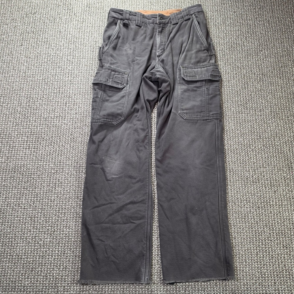 Duluth Trading Co Cargo Pants Mens 32x34 Relaxed Fit Fleece Lined Gray Workwear